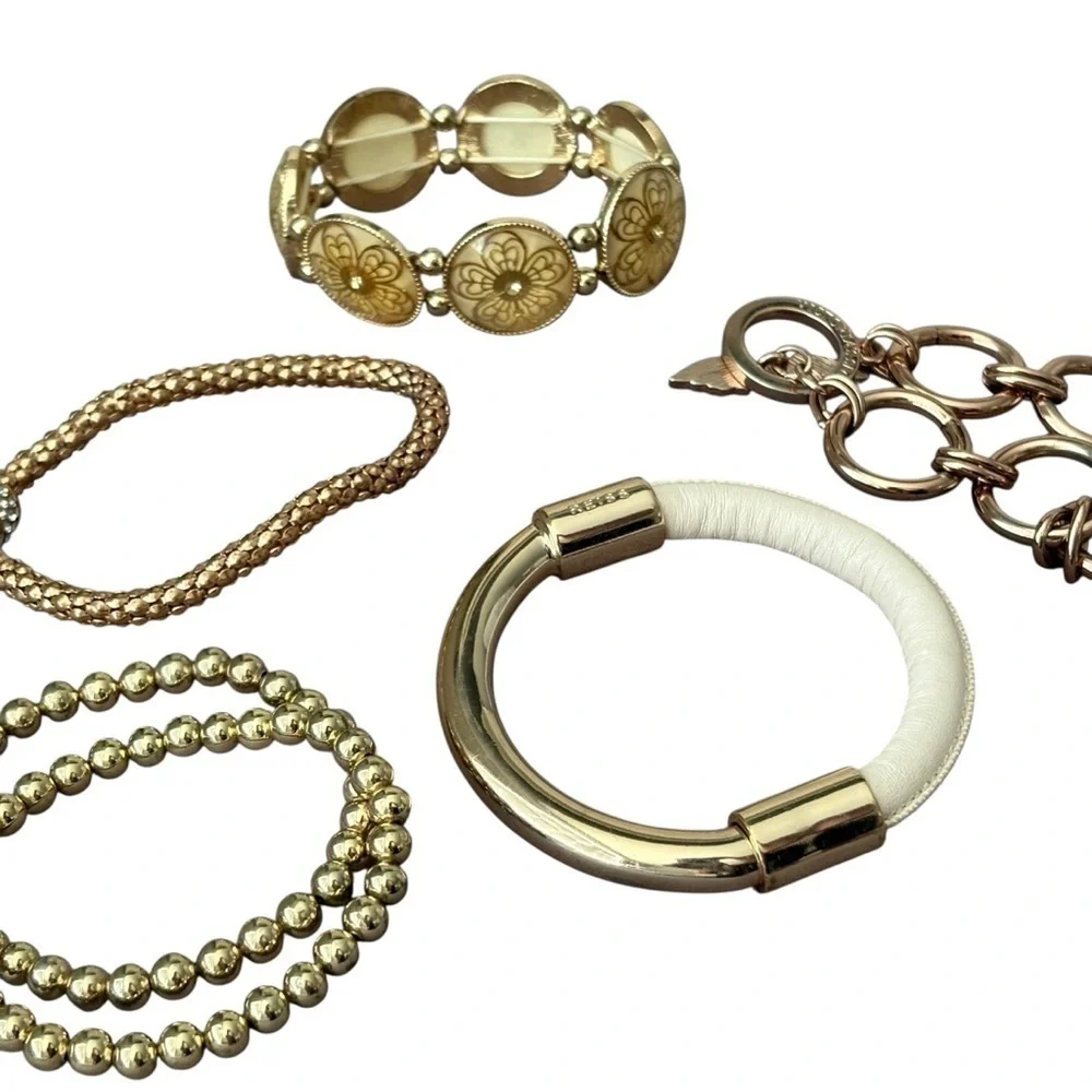 Lot of 6 Gold Tone Bracelets Victoria Secret Reiss